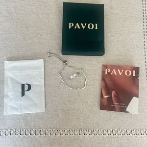 Pavoi Silver Cubic Zirconia Tennis Bracelet & Love Ring